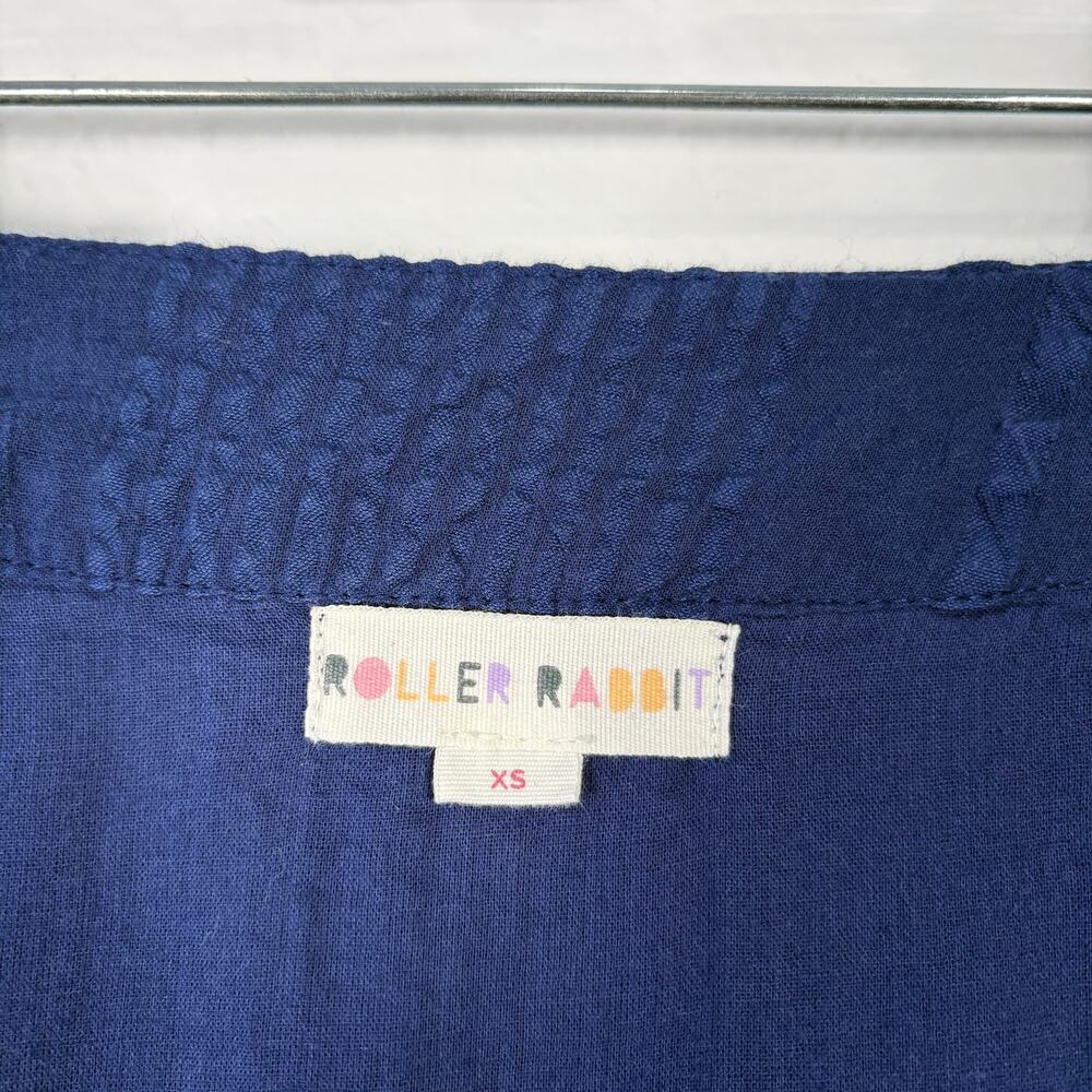 Roller Rabbit Navy Blue Preppy Coastal Boho Lace Trim Mini Mary Wrap Skirt - Picture 6 of 8